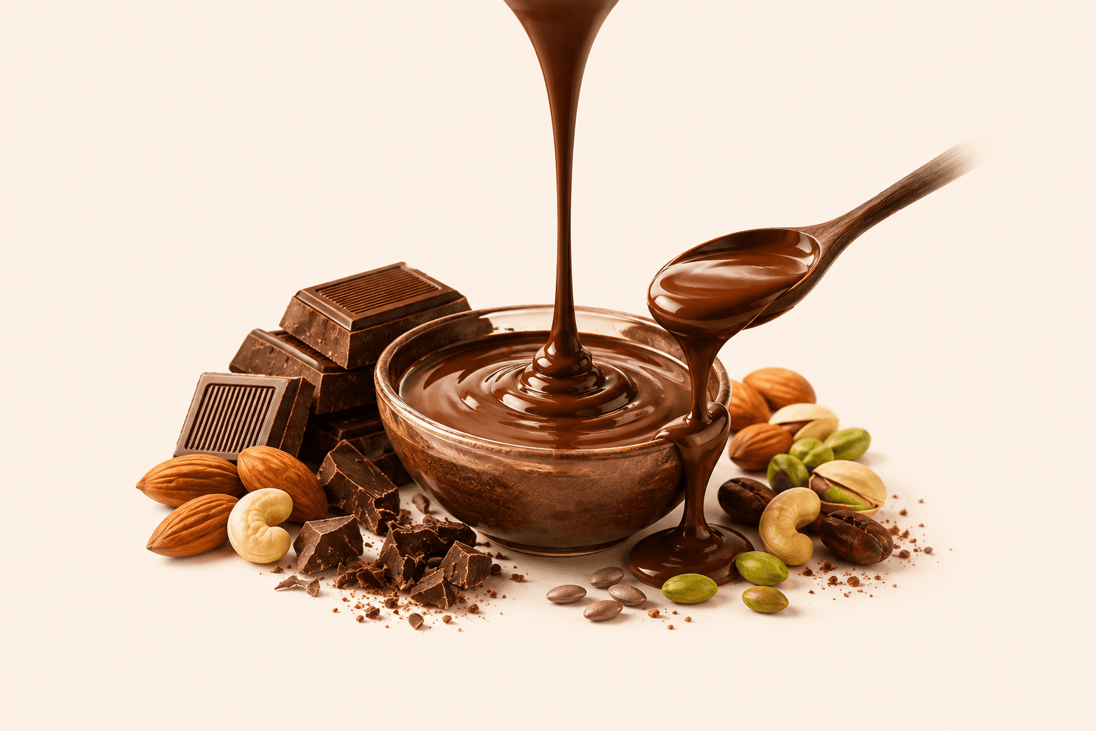 Premium melted chocolate being crafted